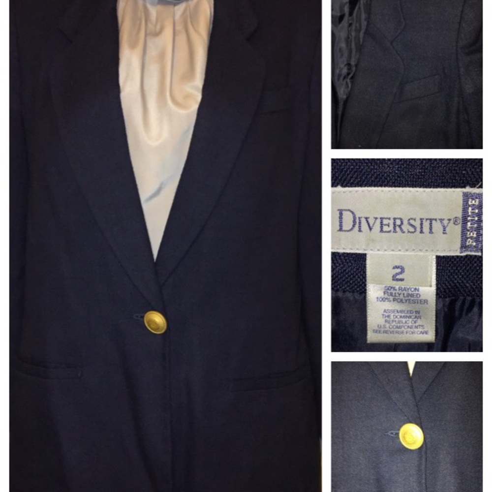 Vtg lined Dark Navy Blue Blazer